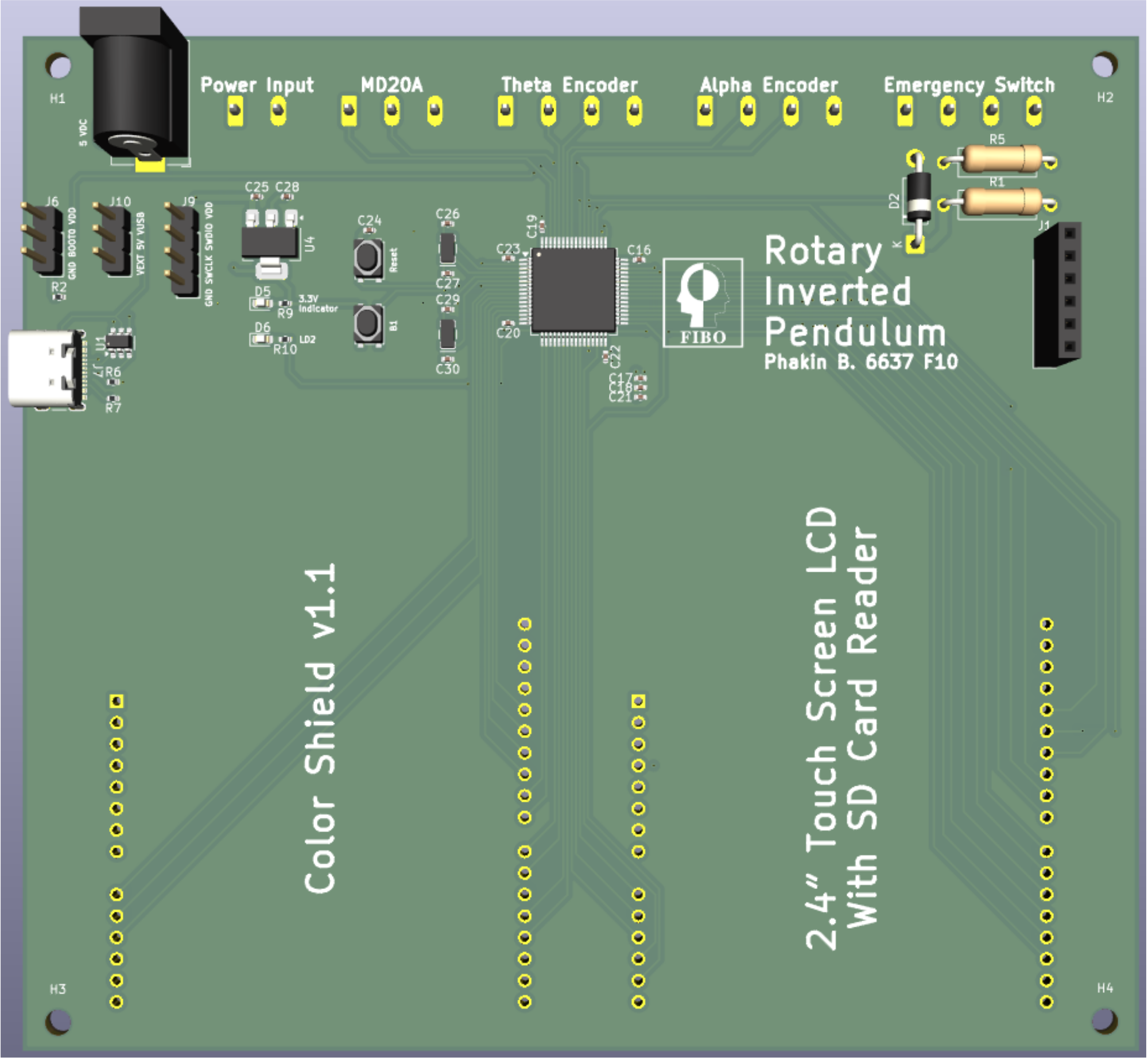 Surface-mount board, 3D view.